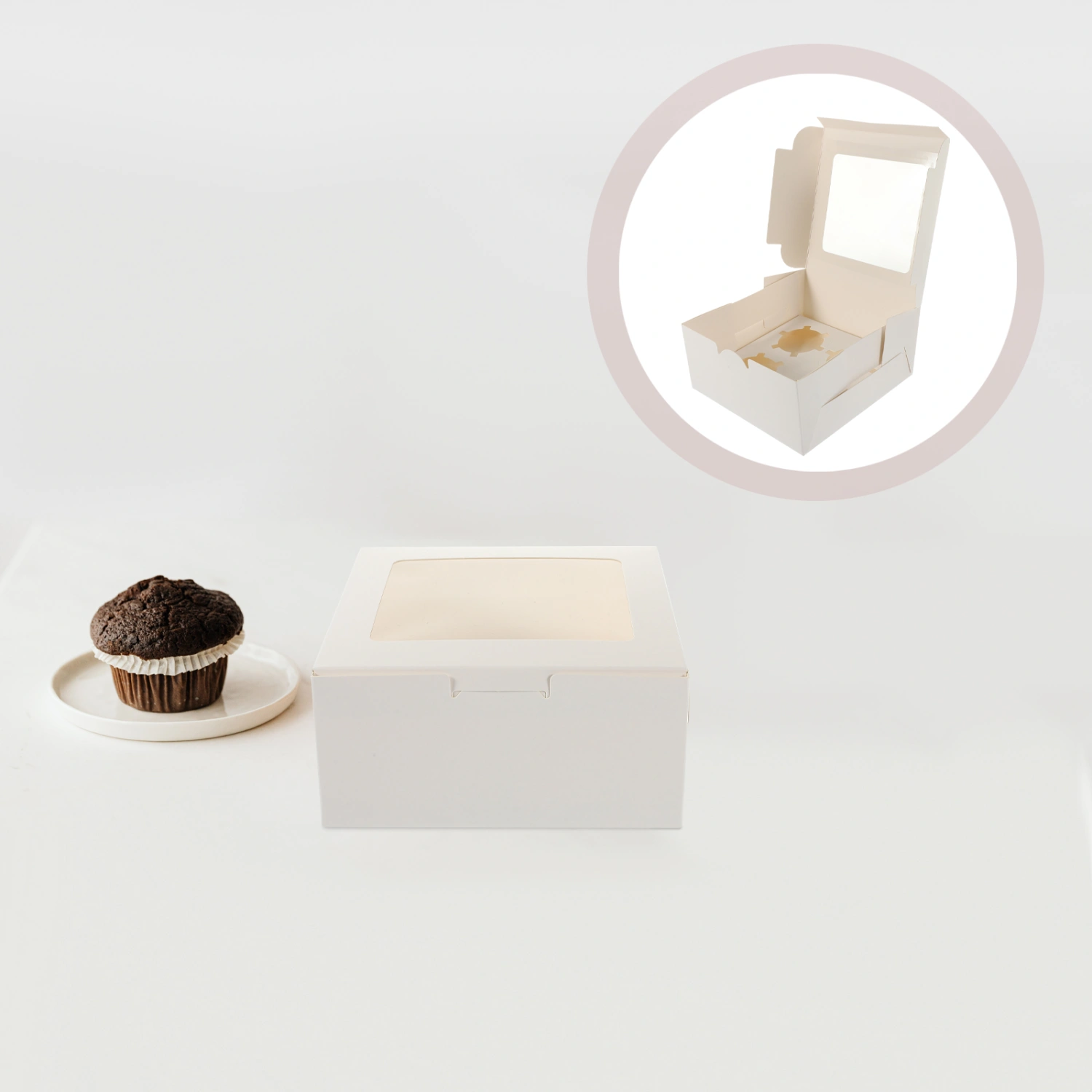 10pcs Cupcake Boxes Clear Window Bakery Box with 6 Hole Inserts Cake Packaging Boxes Cookie Boxes