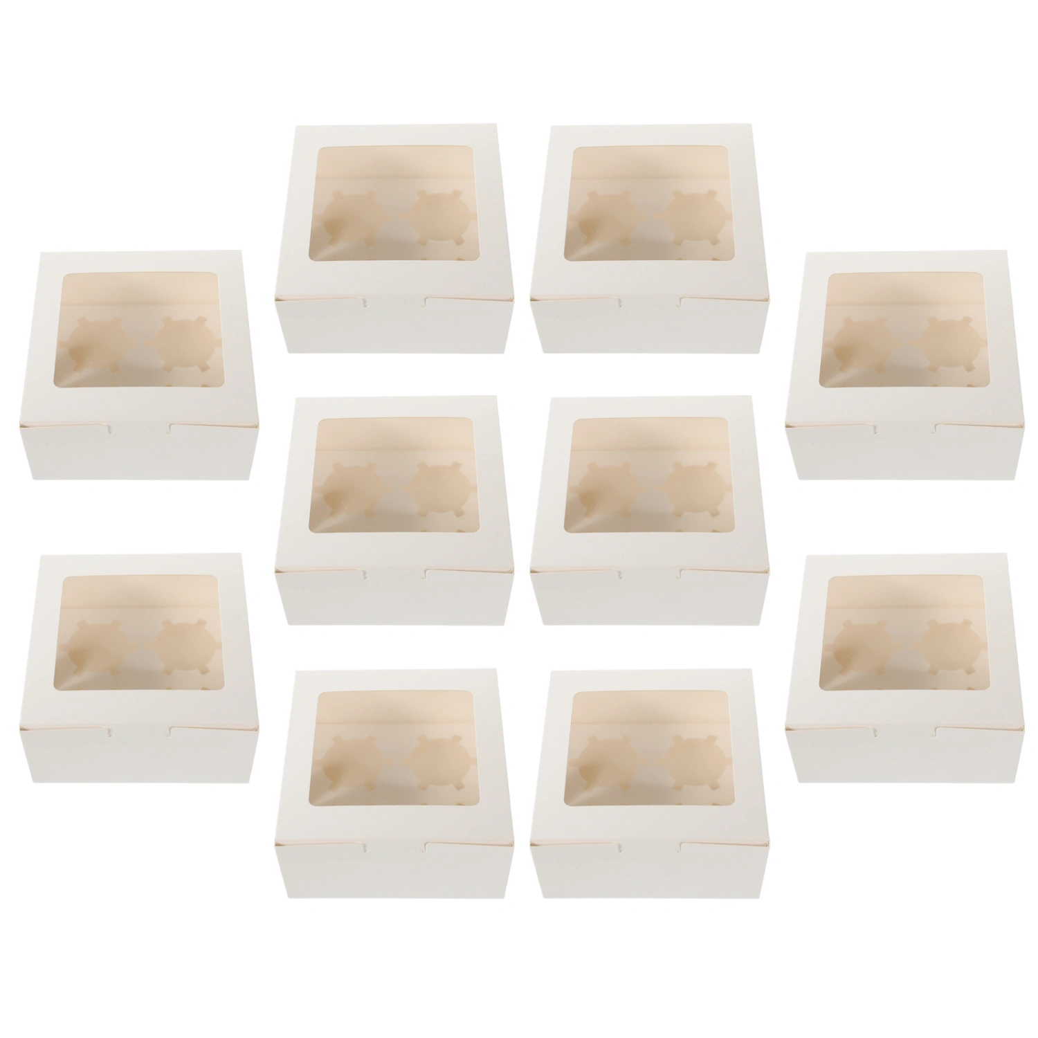 10pcs Cupcake Boxes Clear Window Bakery Box with 6 Hole Inserts Cake Packaging Boxes Cookie Boxes