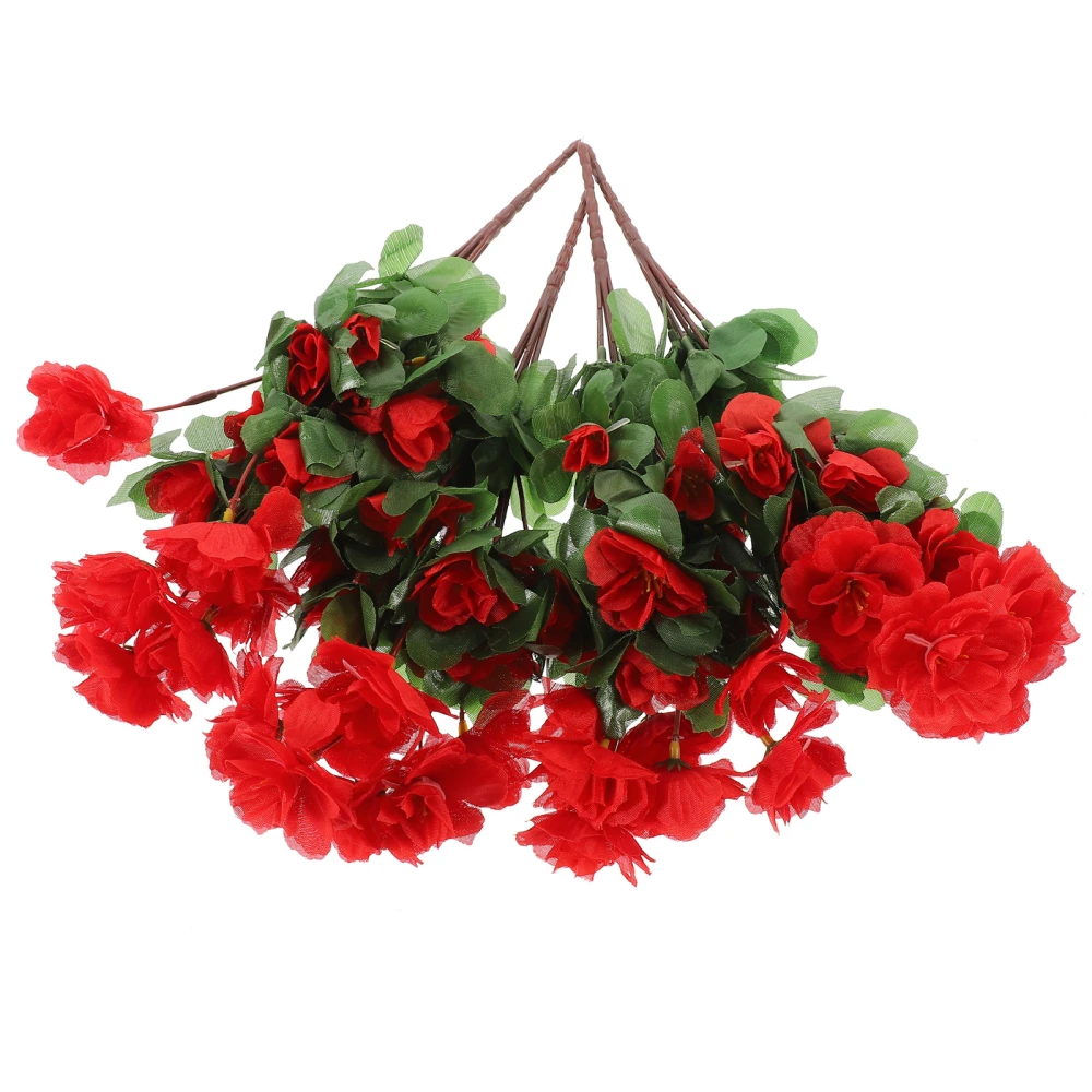 4Pcs Artificial Rhododendrons Flowers Fake Flower Decors Vase Rhododendrons Silk Fake Flowers