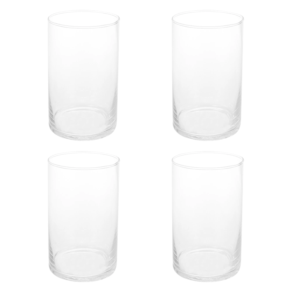 3pcs Household Transparent Glass Cylinder Vase Desktop Hydroponic Plant Pot Smooth Glass Vase Decor