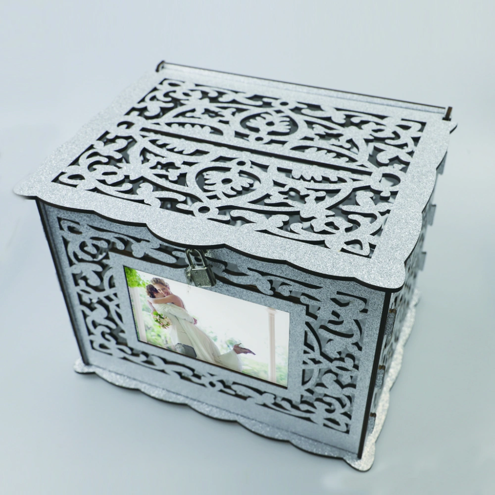 1 Set Wood Card Box Square Wood Box Hollow Greeting Card Box Greeting Card Box Wood Storage Box