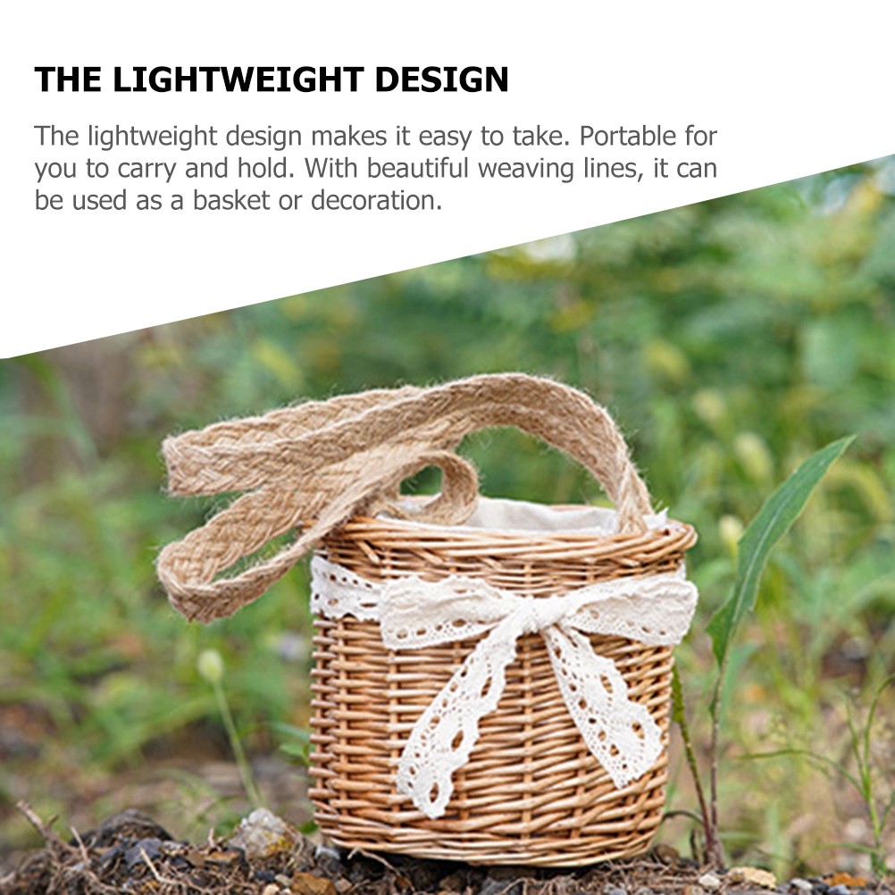 Flower Girl Basket Woven Basket Flower Arrangement Basket Rattan Basket with Handle