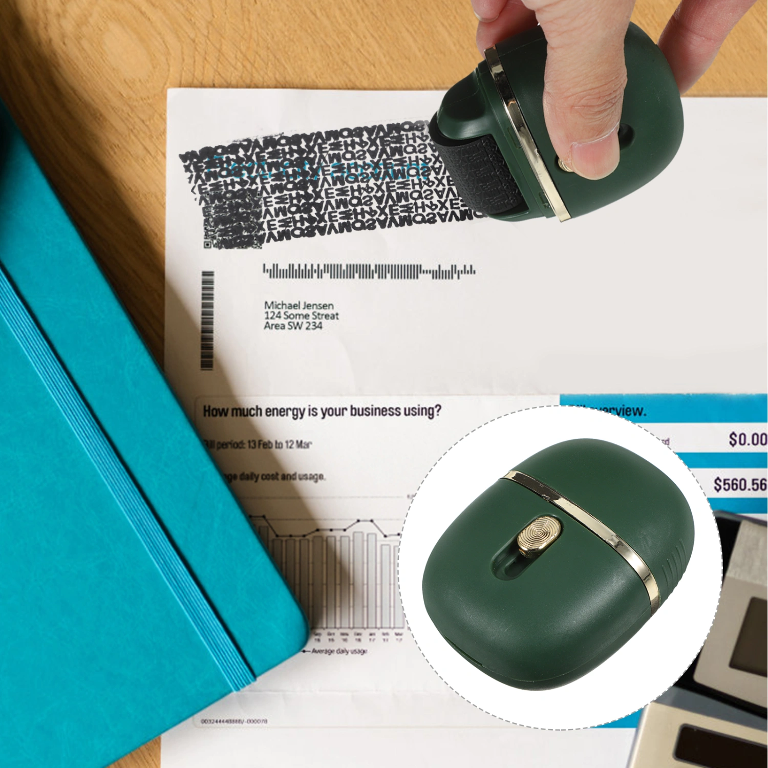 Identity Theft-protection Roller Stamp Convenient Roller Stamp Portable Confidential Roller Stamp