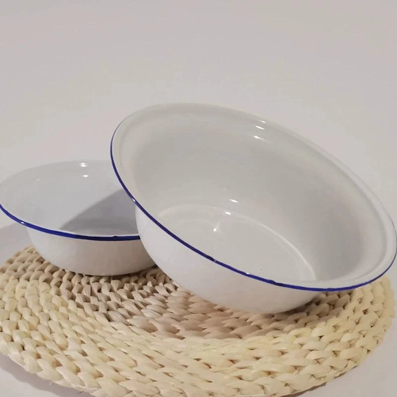 Retro Enamel Basin Enamel Mixing Bowl Kitchen Soup Serving Bowl Salad Mixing Bowl