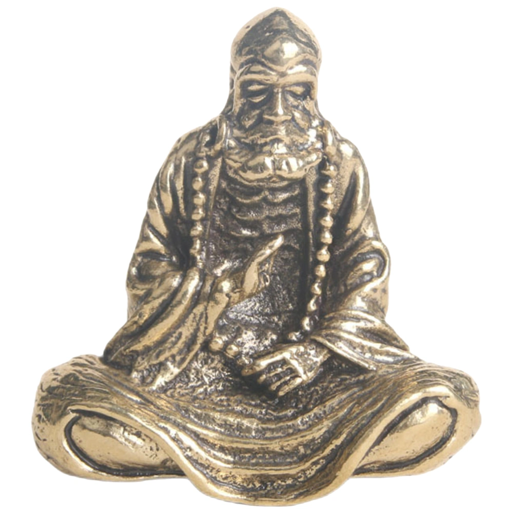 Desktop Retro Brass Buddha Statue Desktop Bodhidharma Sculpture Brass Buddha Figurine