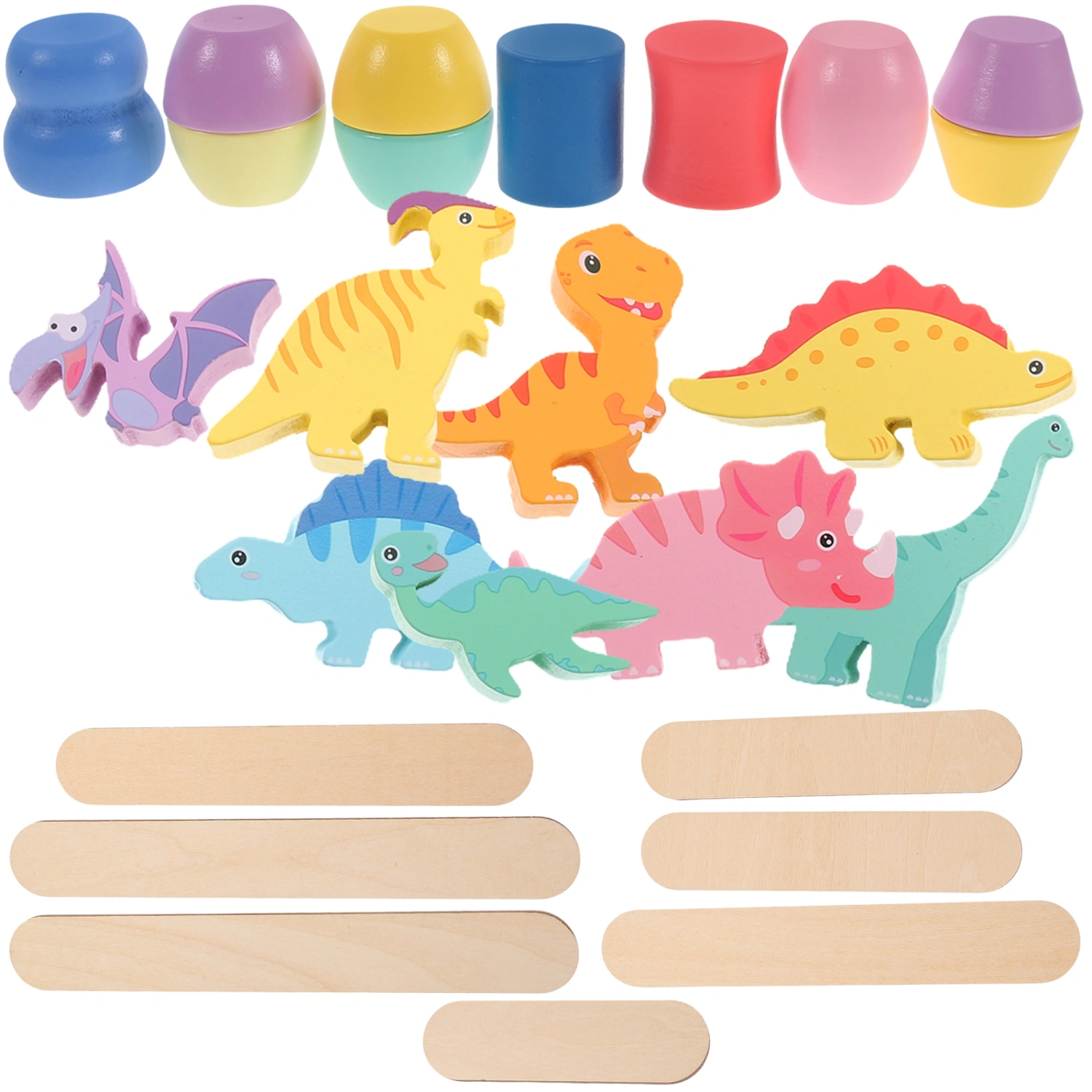 1 set of Kids Dinosaur Toys Toddler Wooden Stacking Toys Educational Learning Toys