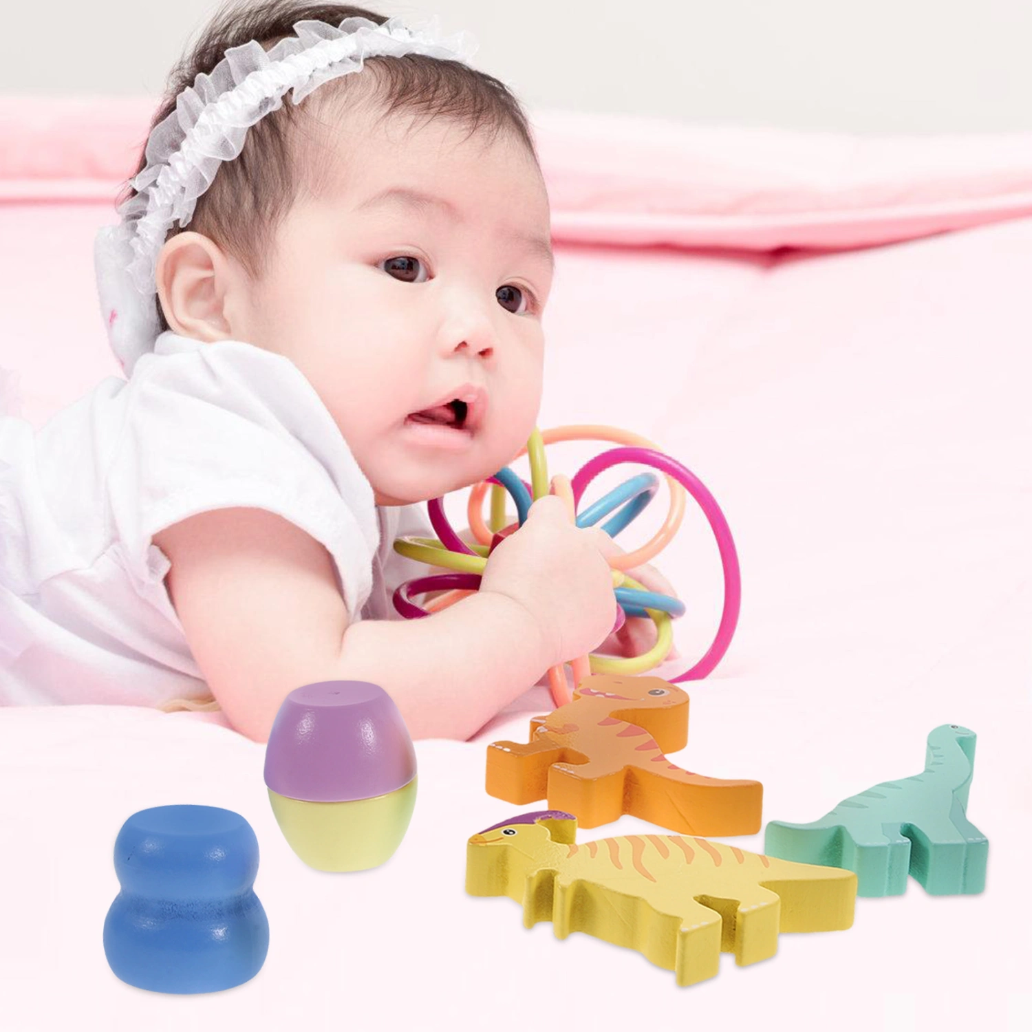 1 set of Kids Dinosaur Toys Toddler Wooden Stacking Toys Educational Learning Toys