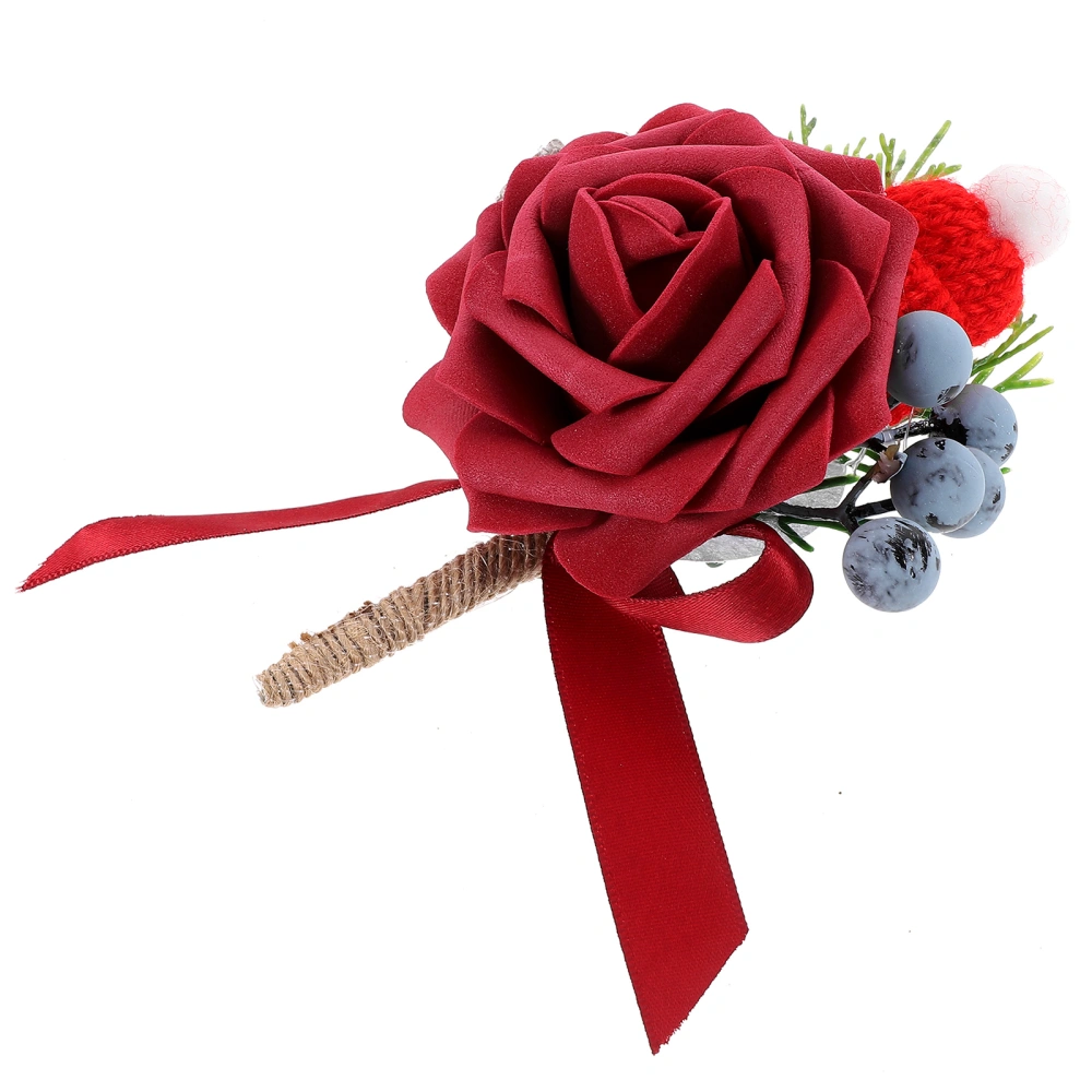 Christmas Theme Wedding Boutonniere Bride Groom Artificial Flowers Boutonniere Wedding Party Supplies