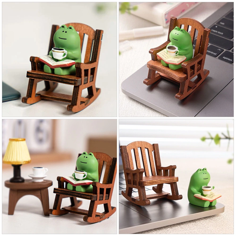 Miniature Frog Decor Shake Chair Frog Ornament Miniature Animal Ornament Miniature Frog