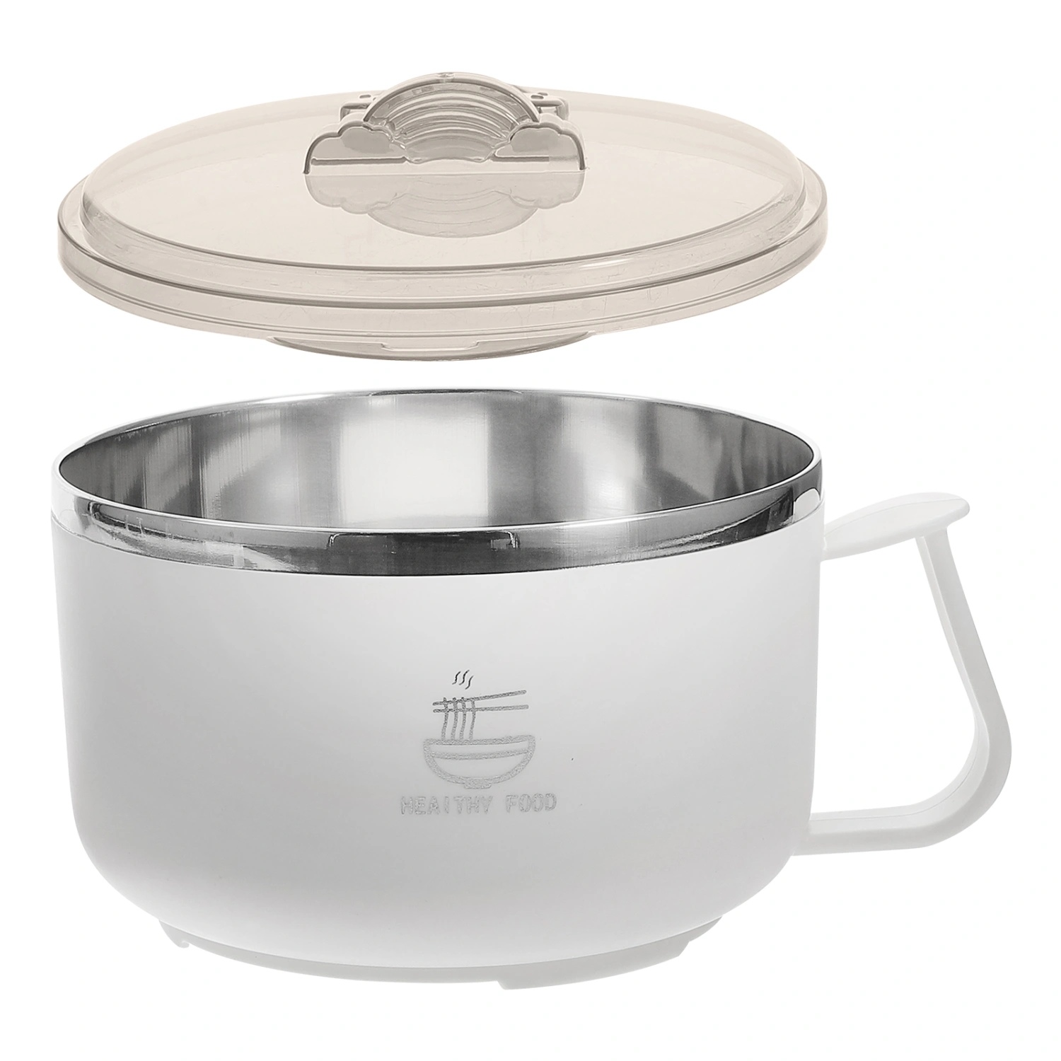 Noodles Bowl with Lid Handle Stainless Steel Soup Bowl Instant Noodles Household Bowl