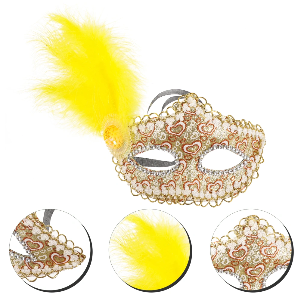 Venetian Mask Plume Eye Mask Women Ladies Masquerade Mask Mardi Gras Costume Prop