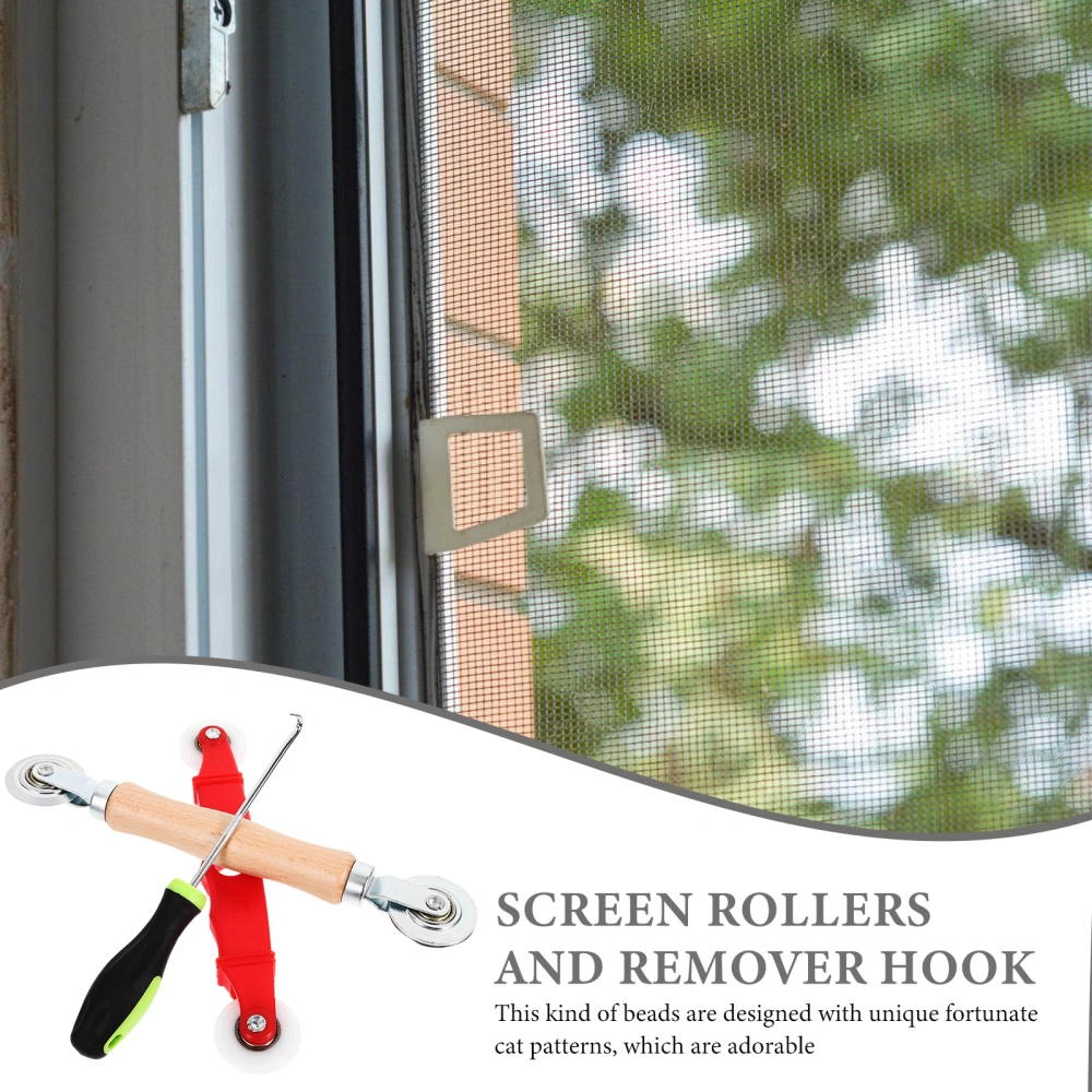 1 Set of Screen Window Roller Tool Kit Mesh Screen Installing Rolling Tool with 1pc Hook