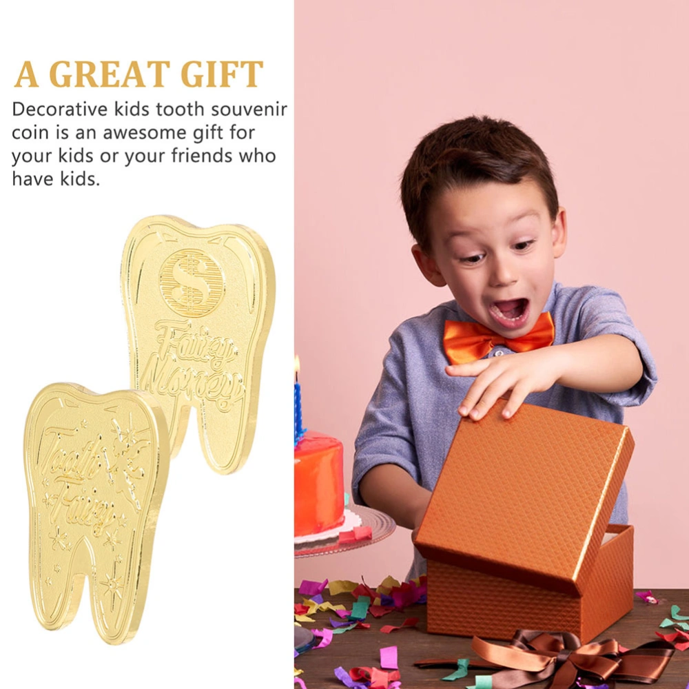 4 pcs Kids Lost Tooth Golden Coins Children Tooth Reward Coins Kids Teeth Souvenir Coin