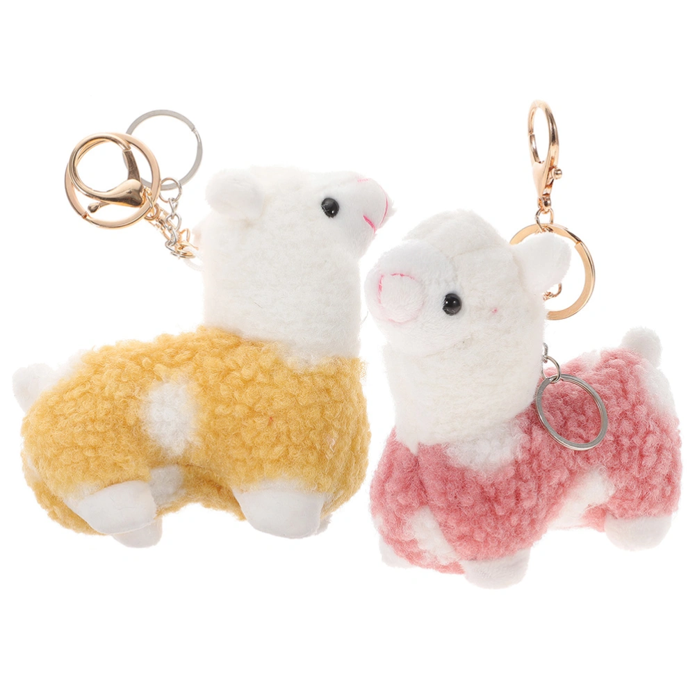 2Pcs Stuffed Llama Keychain Plush Alpaca Key Chain Pendants Stuffed Animal Bag Hanging Pendant