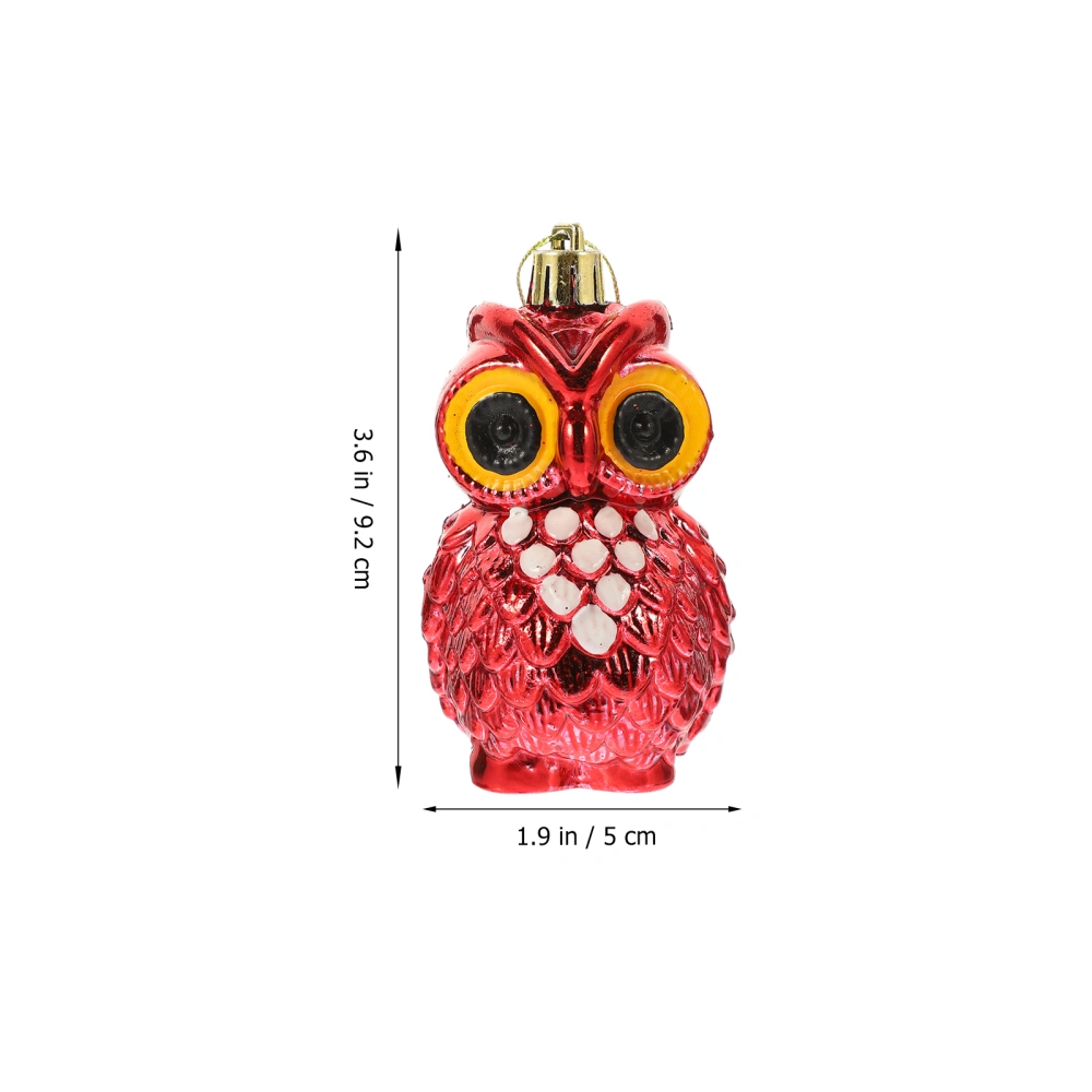 4pcs Christmas Themed Owl Shape Hanging Ornament Christmas Hanging Pendants