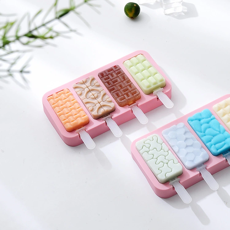 1 Set of Ice Cream Mold Silicone Chocolate Tray with Lid Sticks Cartoon Cheese Mold