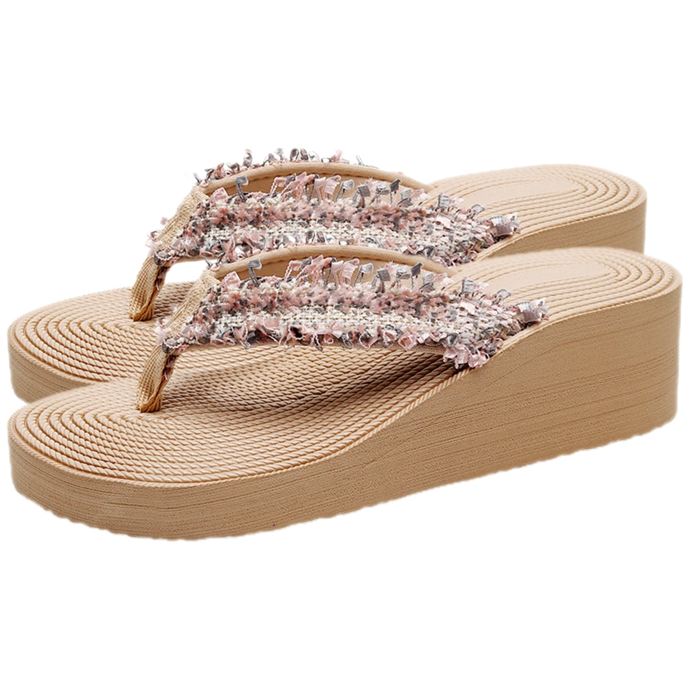1 Pair Women Sandals Bohemian Style Sandals Wedge Slippers Summer Beach Shoes