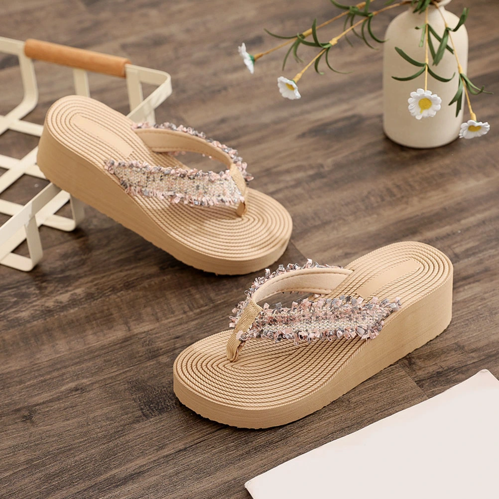 1 Pair Women Sandals Bohemian Style Sandals Wedge Slippers Summer Beach Shoes