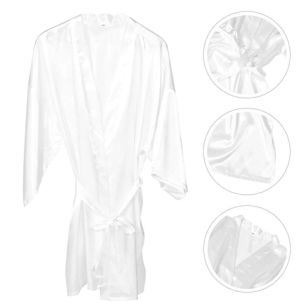 Women Short Silky Robe Artificial Silk Rope Bride Party Sleepwear Bride Bridesmaid Robe