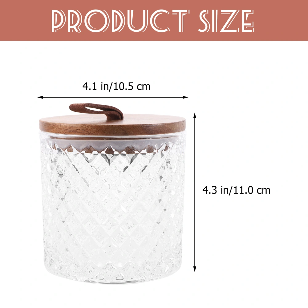 Glass Storage Can with Wood Lid Storage Containers for Coffee Bean Loose Leaf