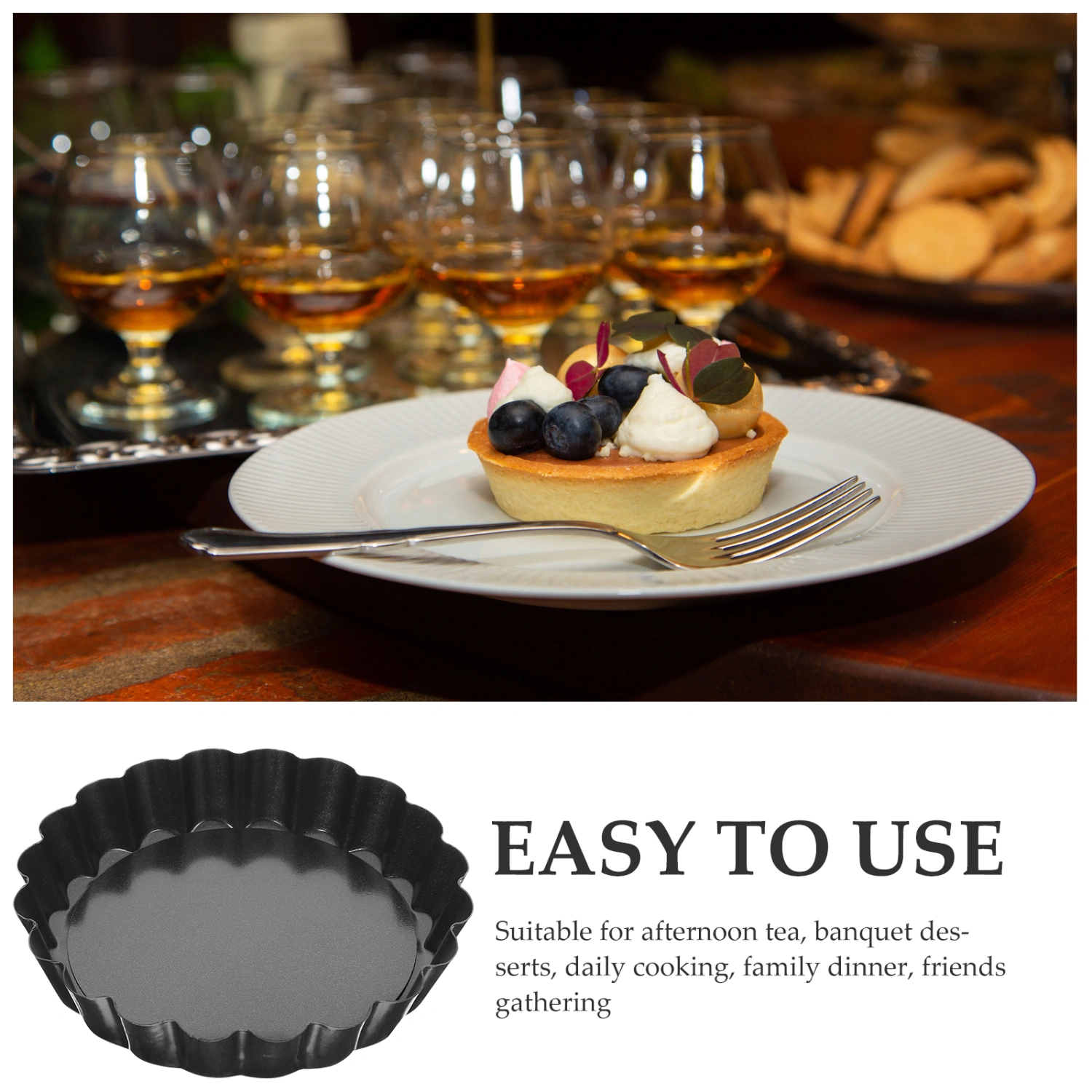 8pcs Mini Tart Pans with Removable Bottom Mousse Cakes Dessert Baking Molds