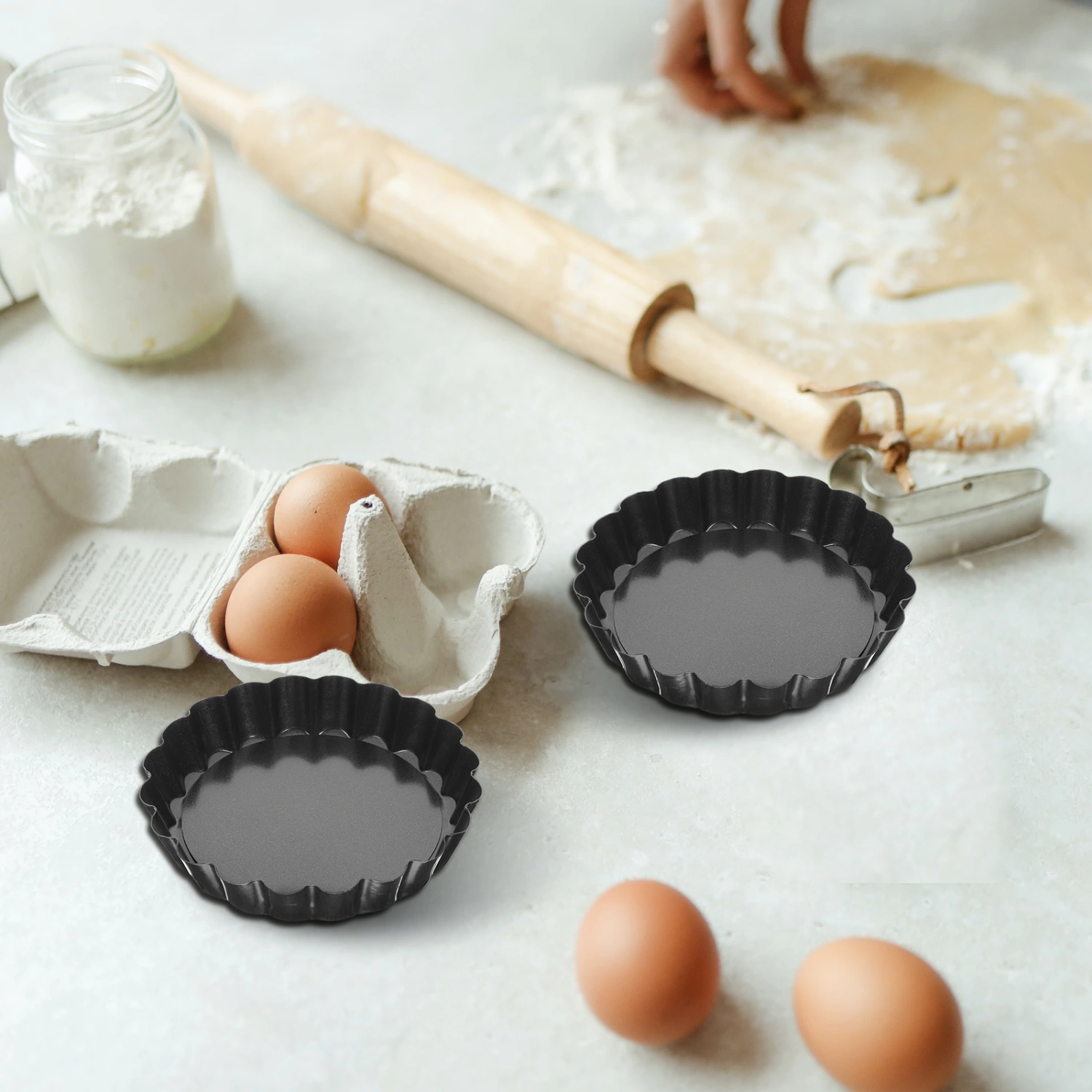 8pcs Mini Tart Pans with Removable Bottom Mousse Cakes Dessert Baking Molds