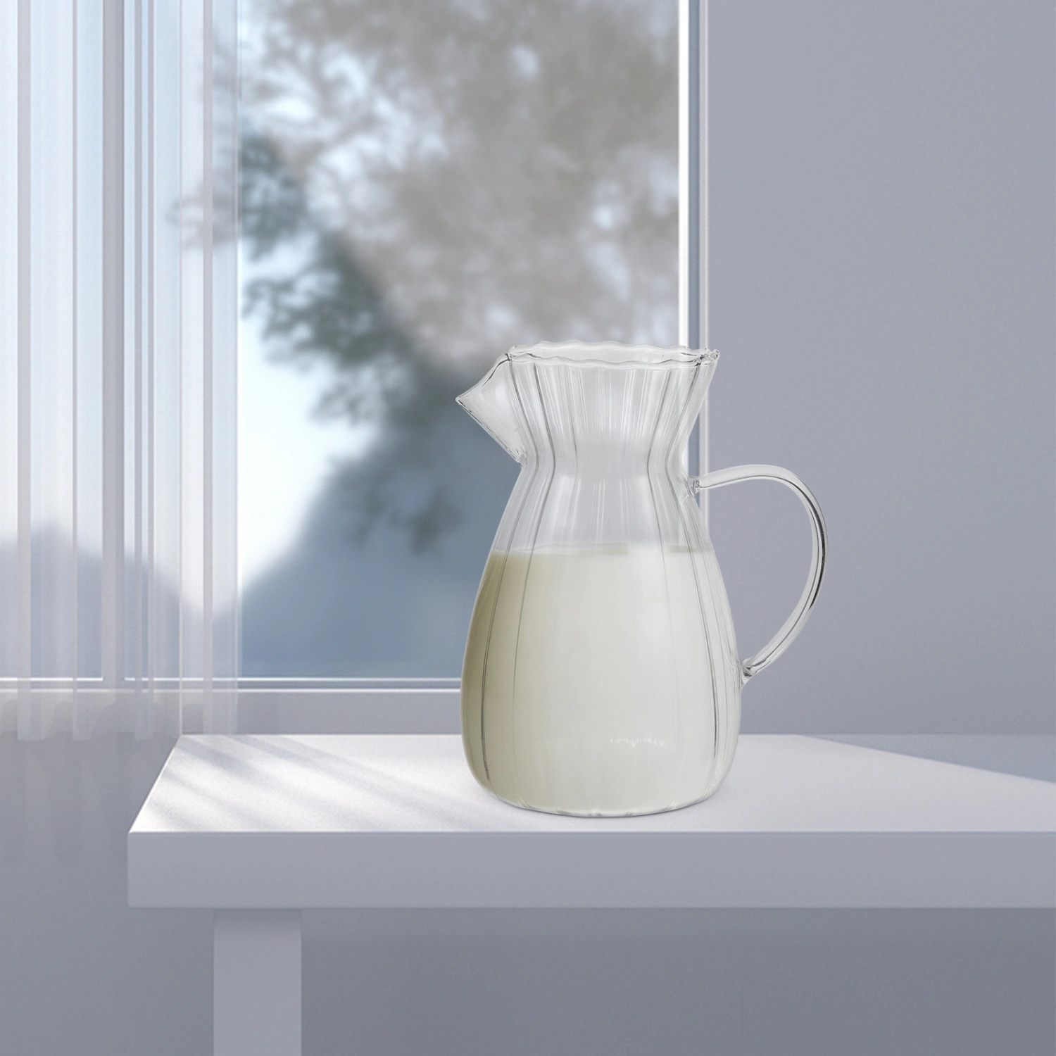 Glass Striped Creamer Coffee Milk Creamer Pitcher Large Coffee Serving Pitcher