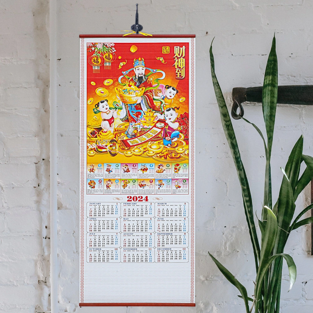 Hanging Calendar 2024 New Year Calendar Dragon Pattern Decorative Calendar for Home Office