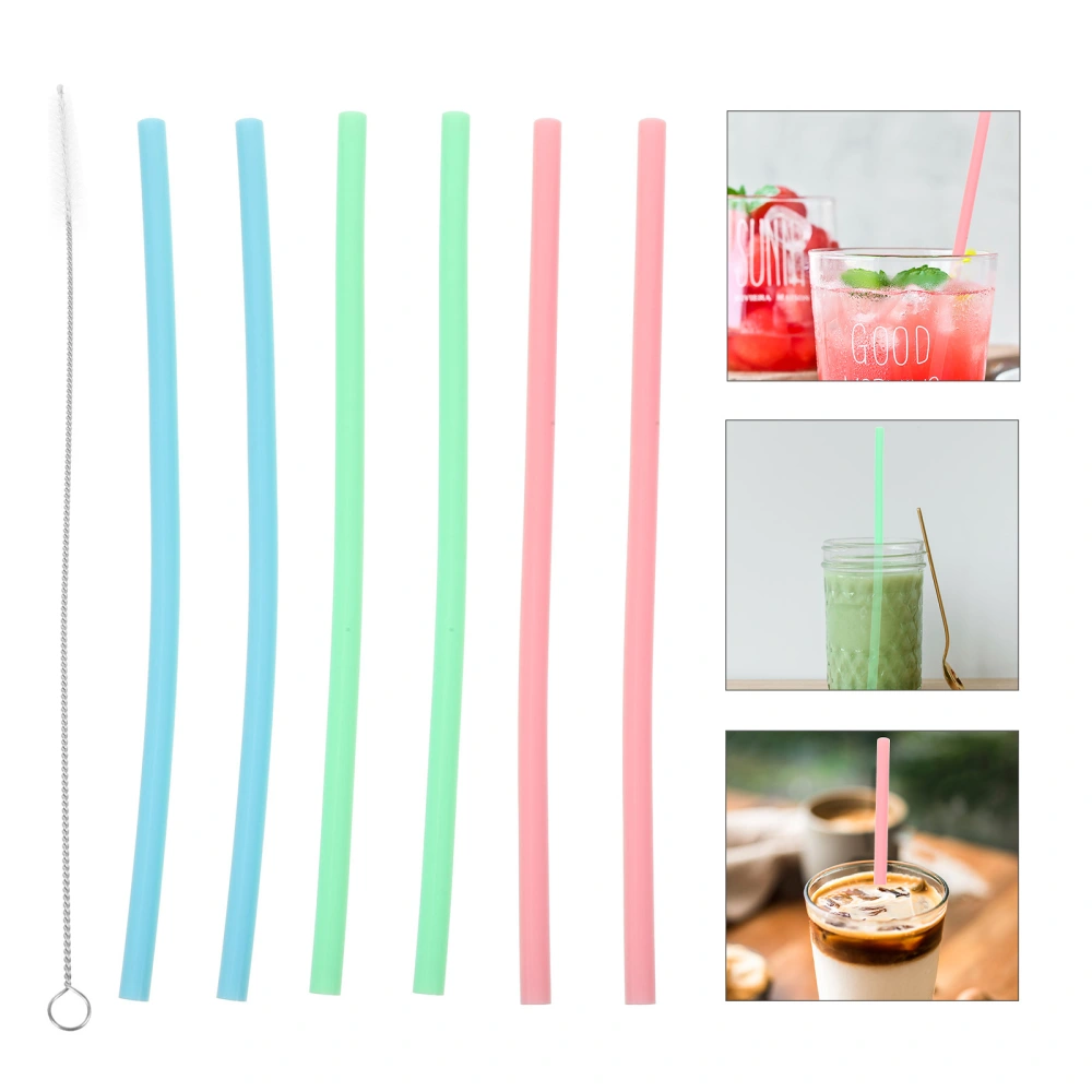 1 set of Cup Straws with Cleaning Brush Reusable Straws Silicone Straw Cup Accessories