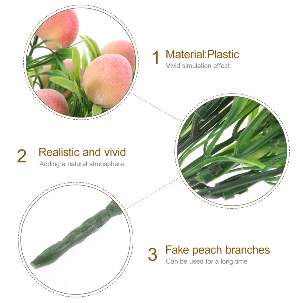 2pcs Artificial Peach Branch Artificial Peach Stem Decors Fake Fruit Branches Vase Filling Decors