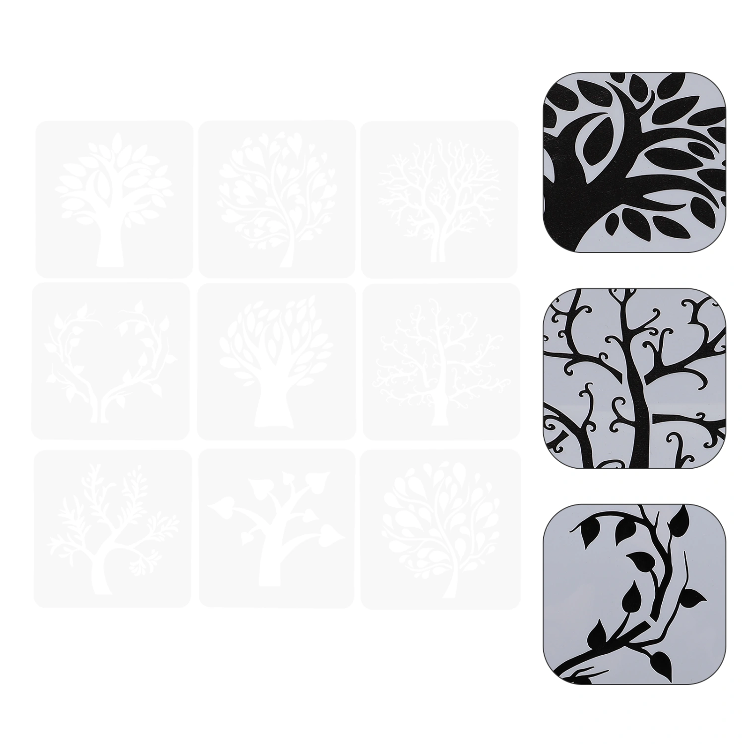 9pcs Stencils for Painting Tree Stencils Plastic DIY Tree Stencil Painting Stencils for Wall Wood Canvas