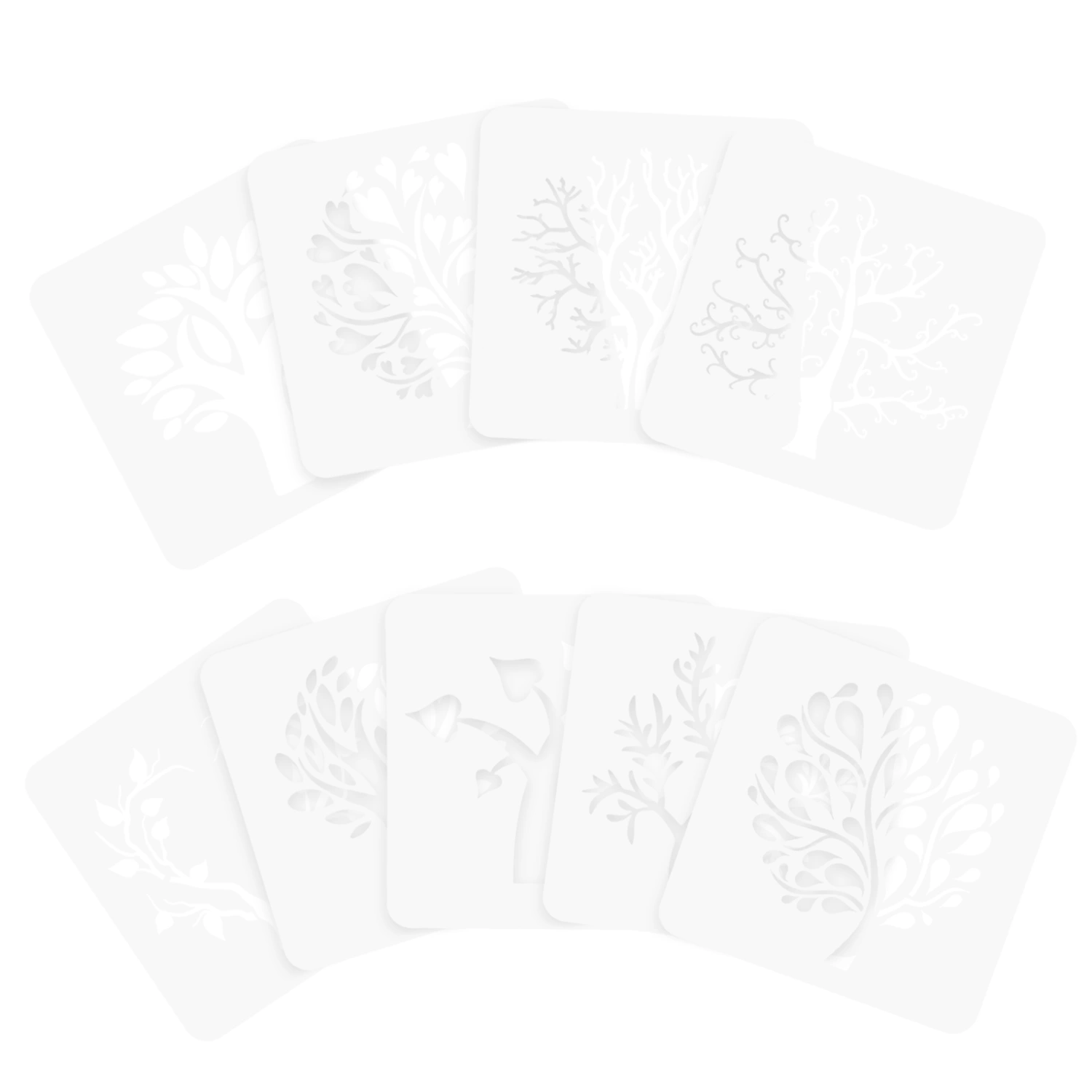 9pcs Stencils for Painting Tree Stencils Plastic DIY Tree Stencil Painting Stencils for Wall Wood Canvas