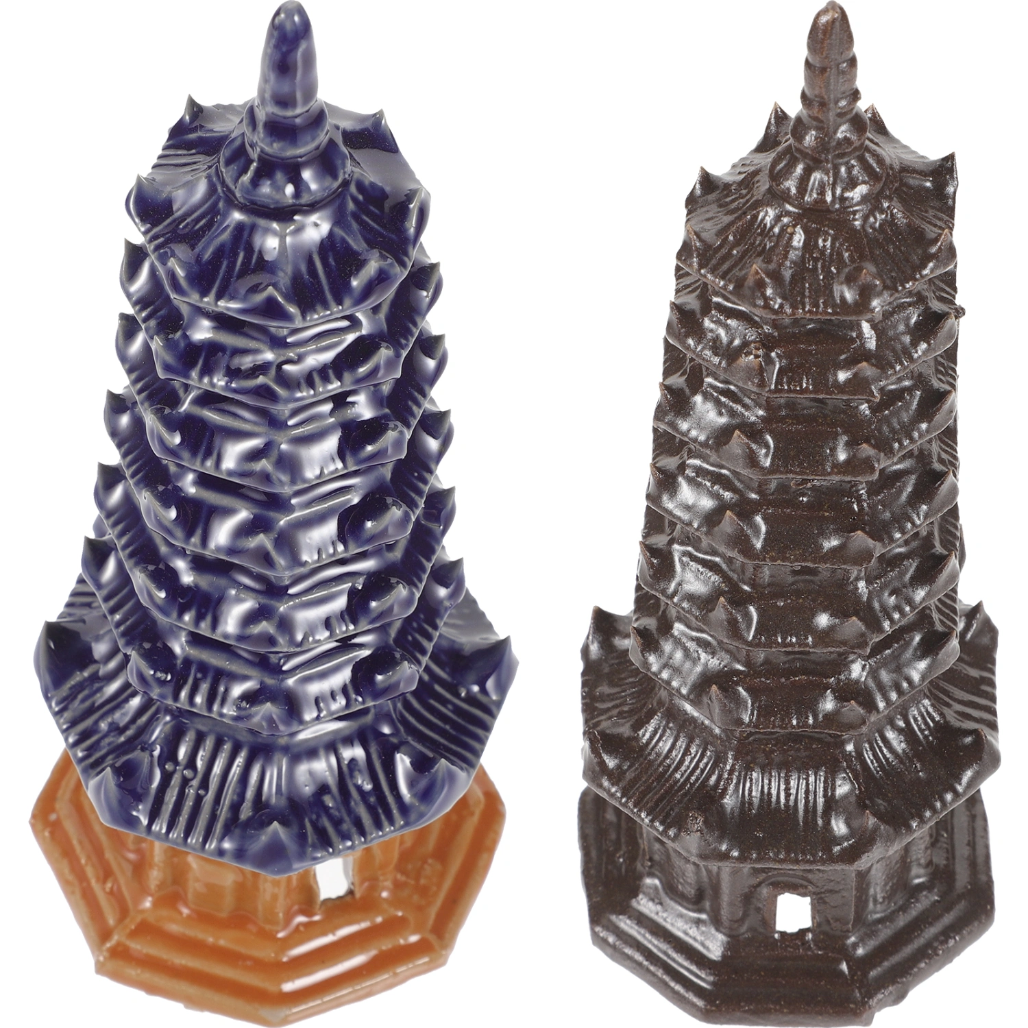 2pcs Miniature Vintage Tower Ornaments Ceramic Fish Tank Decorations Decorative Accessories