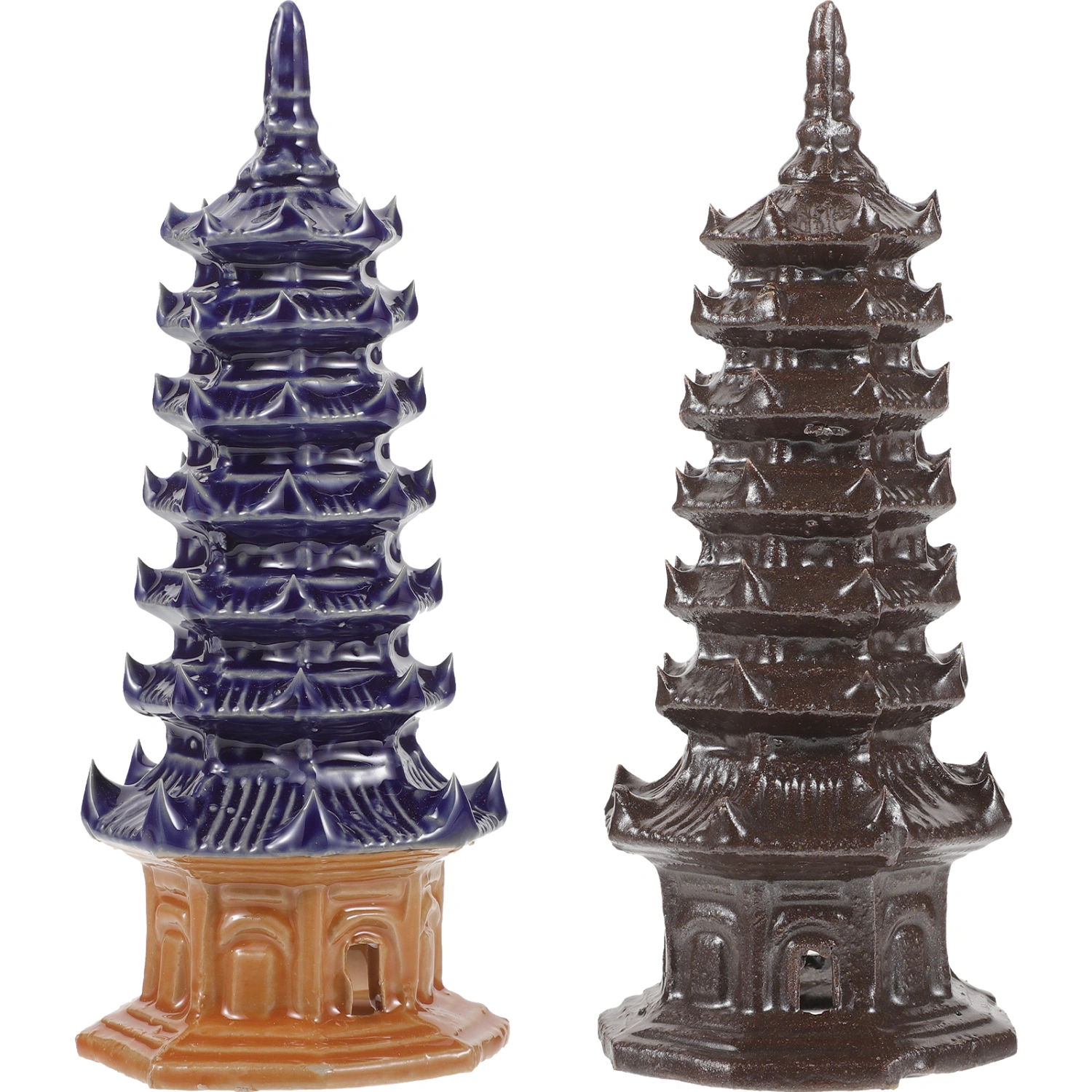2pcs Miniature Vintage Tower Ornaments Ceramic Fish Tank Decorations Decorative Accessories