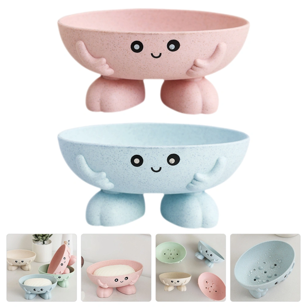 2pcs Soap Holder Cartoon Soap Draining Dish Kitchen Bathroom Soap Holder Tray