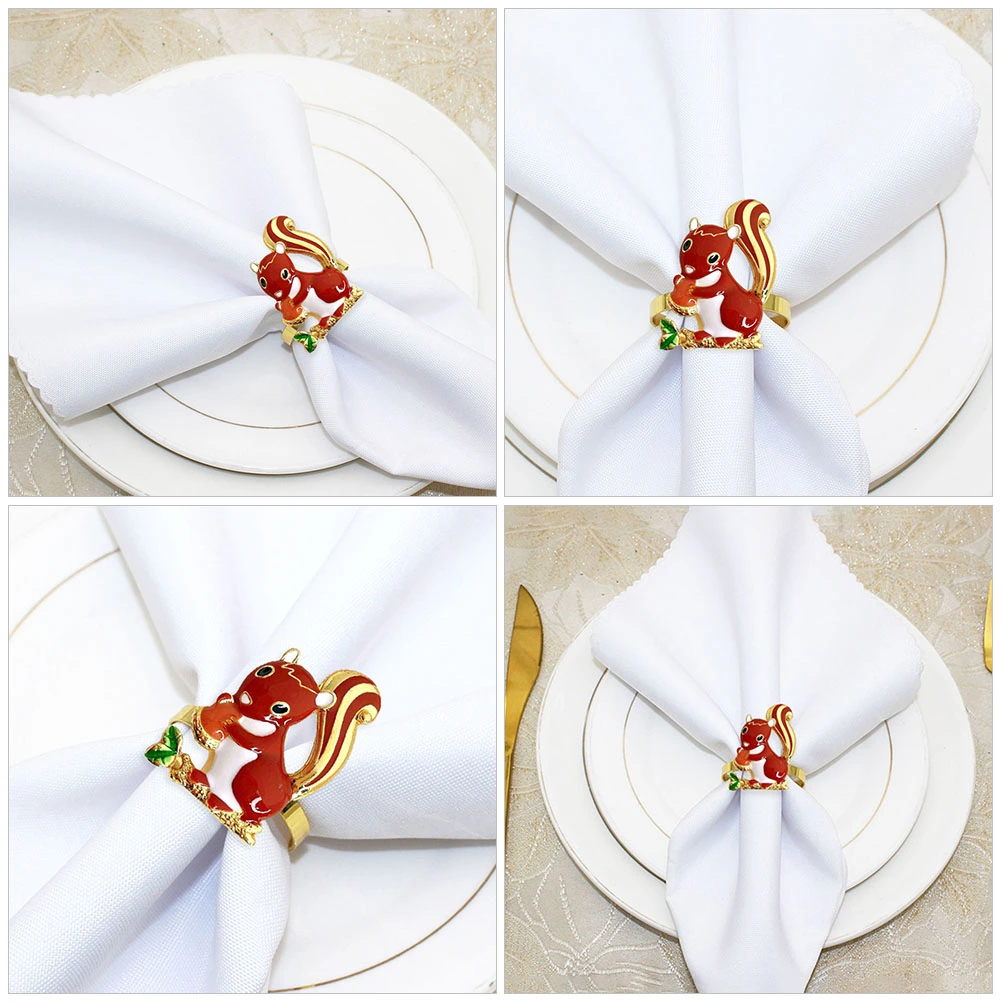 6pcs Adorable Animal Themed Napkin Ring Decorative Cartoon Napkin Holder Party Table Napkin Buckle