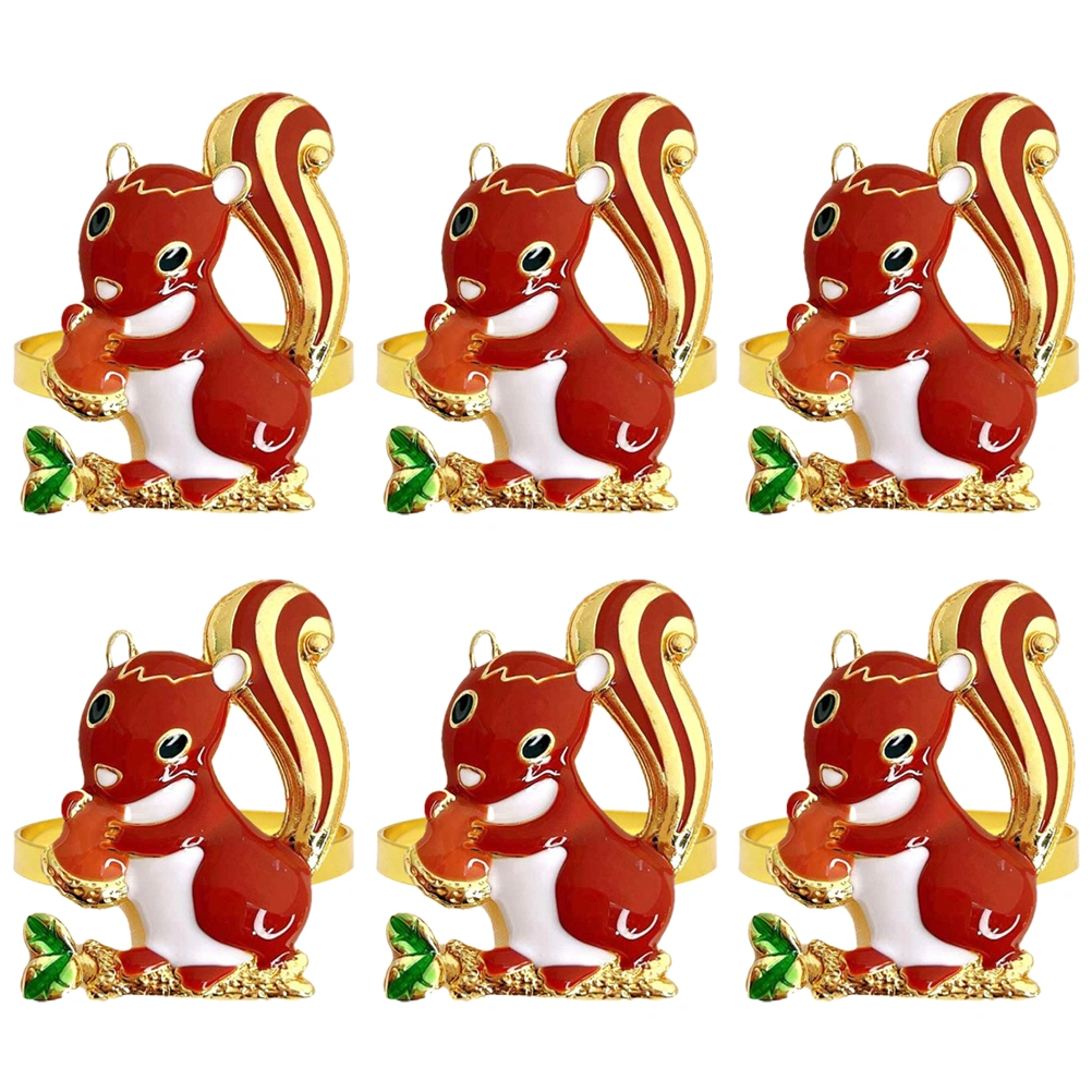 6pcs Adorable Animal Themed Napkin Ring Decorative Cartoon Napkin Holder Party Table Napkin Buckle
