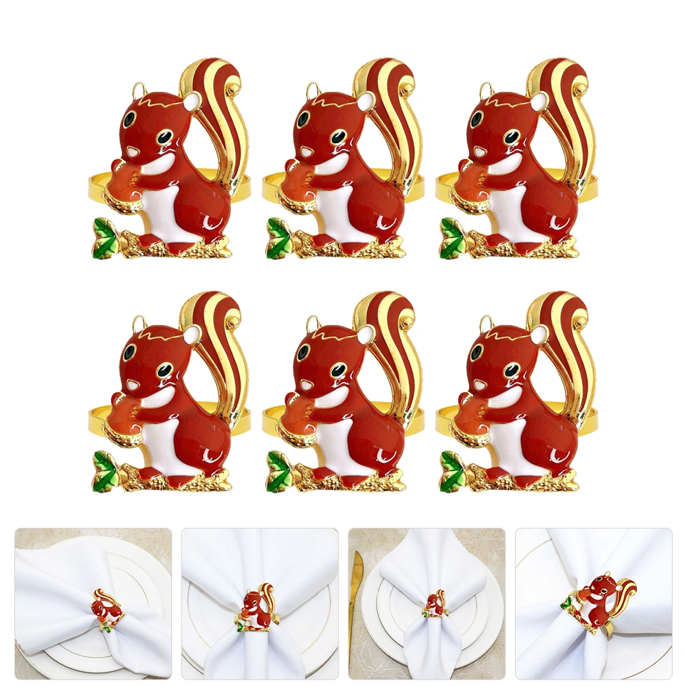 6pcs Adorable Animal Themed Napkin Ring Decorative Cartoon Napkin Holder Party Table Napkin Buckle