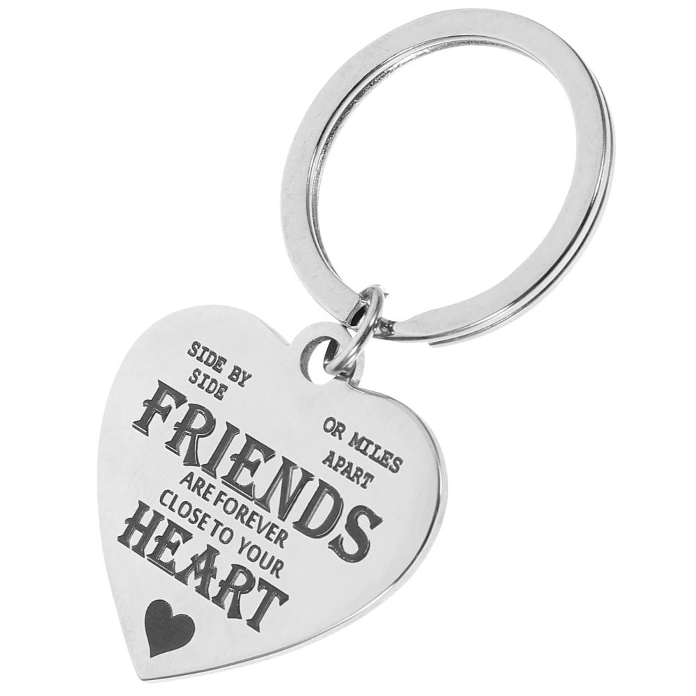 Friendship Key Chain Stainless Steel Key Ring Pendant Heart Shaped Keychain Purse Hanging Ornament