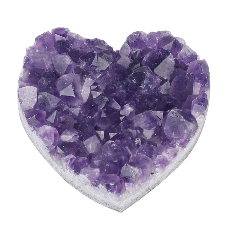 Heart Crystal Stone Ornament Natural Amethyst Craft Decorative Crystal Stone Decoration Table Decor