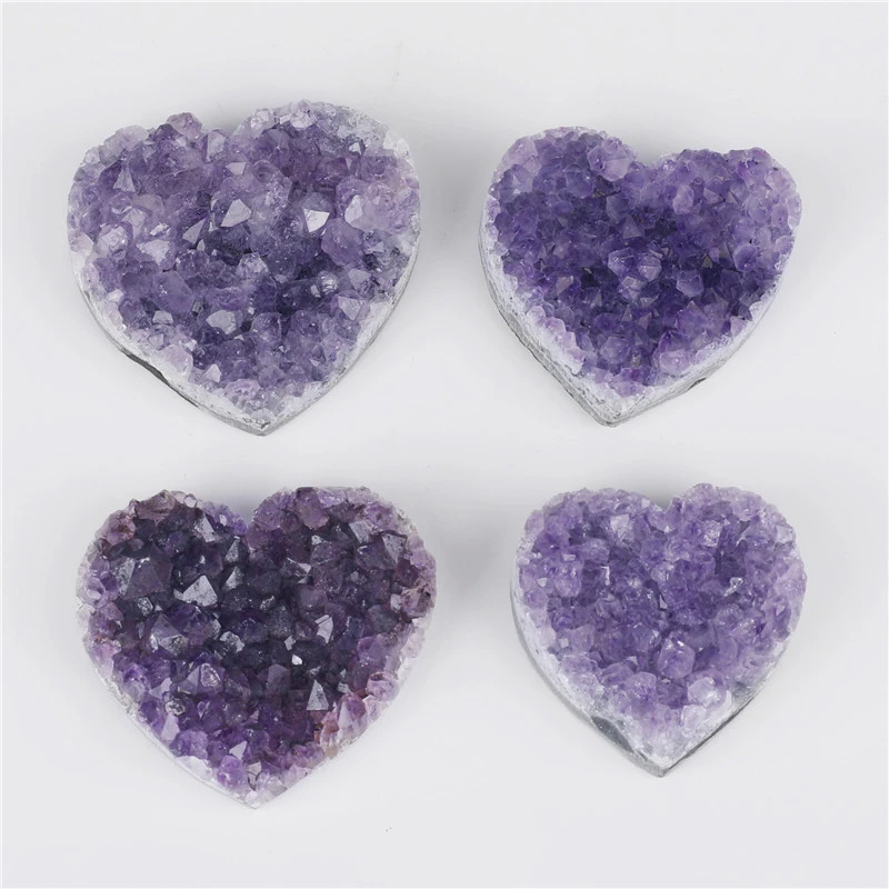Heart Crystal Stone Ornament Natural Amethyst Craft Decorative Crystal Stone Decoration Table Decor
