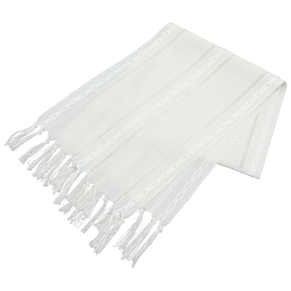 Rustic Table Runner with Tassel Farmhouse Style Table Runner Party Dining Table Room Decoration