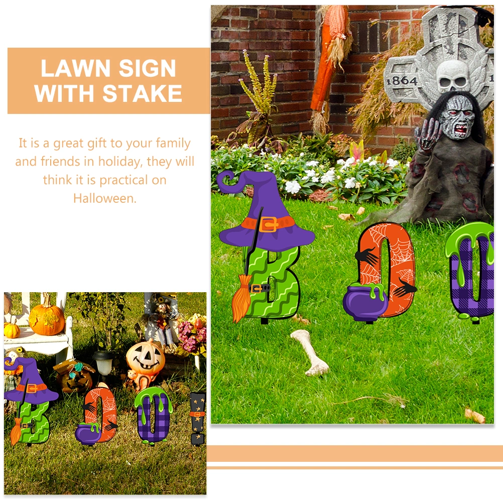 4Pcs Halloween Yard Decoration Cartoon Halloween Garden Stake Acrylic Halloween Decor Halloween Prop