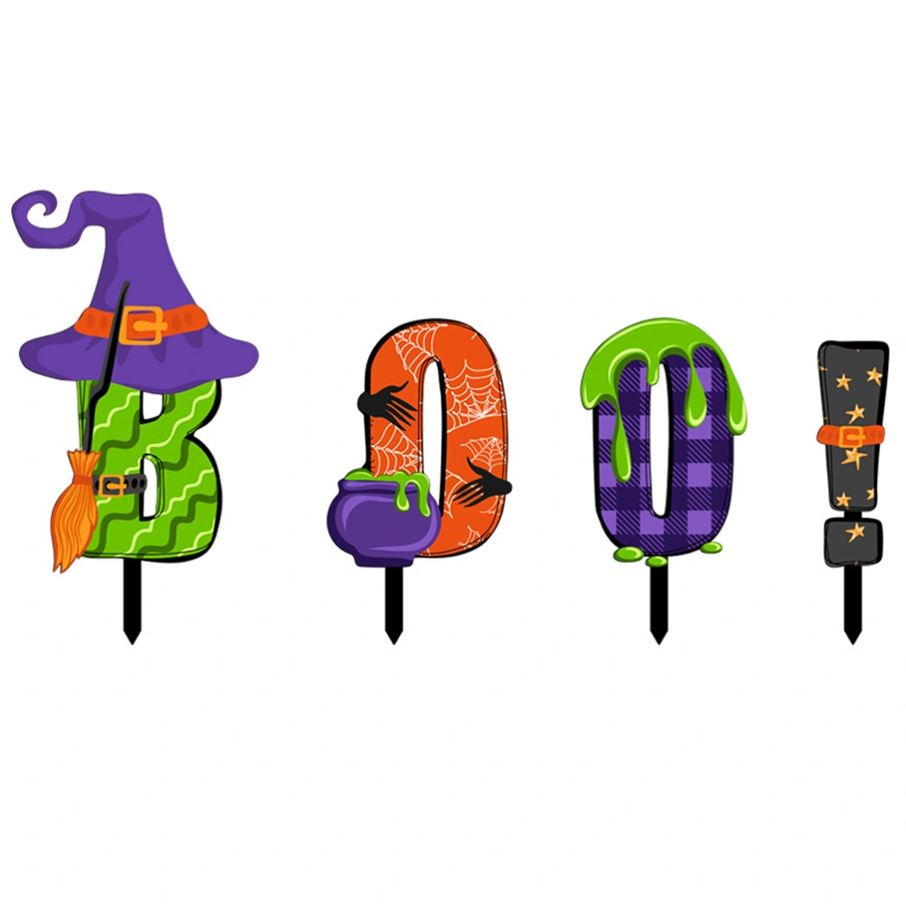 4Pcs Halloween Yard Decoration Cartoon Halloween Garden Stake Acrylic Halloween Decor Halloween Prop