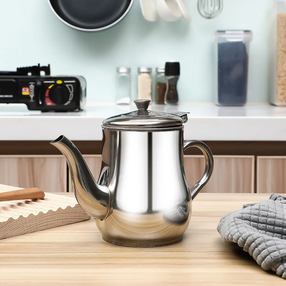 Stainless Steel Oil Kettle Stainless Steel Oil Strainer Pot Oil Dispenser With Removable Strainer