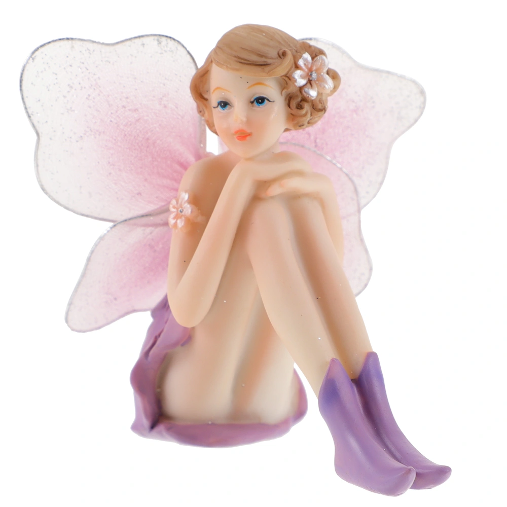 Adorable Cartoon Fairy Ornament Desktop Vehicle-mounted Small Fairy Statue Delicate Resin Flower Fairy Decor