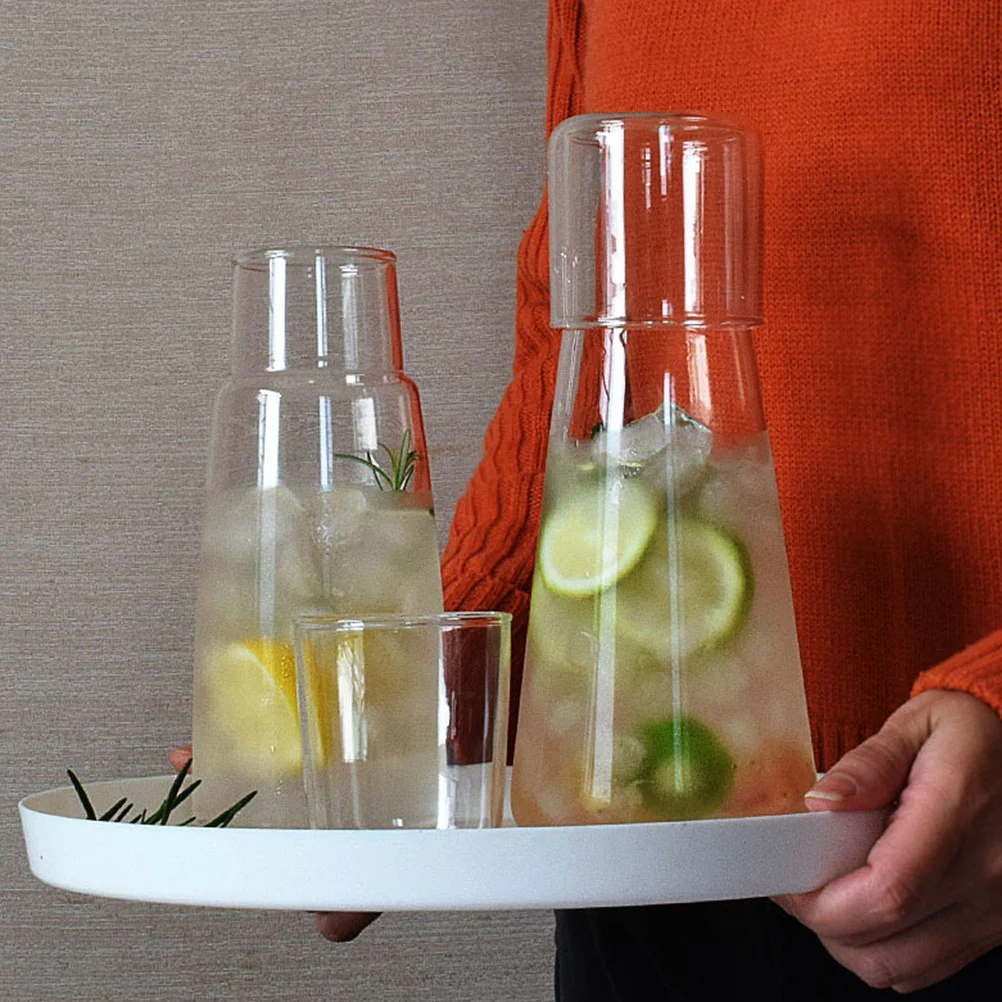 1 Set Bedside Water Carafe with Glass Cup Household Glass Juice Water Pitcher Cold Water Bottle