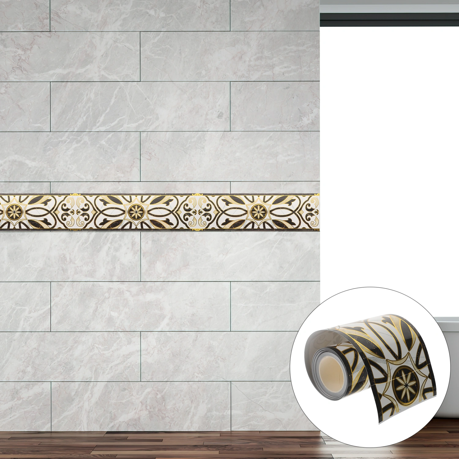 1 Roll Peel and Stick Wallpaper Border Self Adhesive Border Decal Bathroom Border Tile Sticker