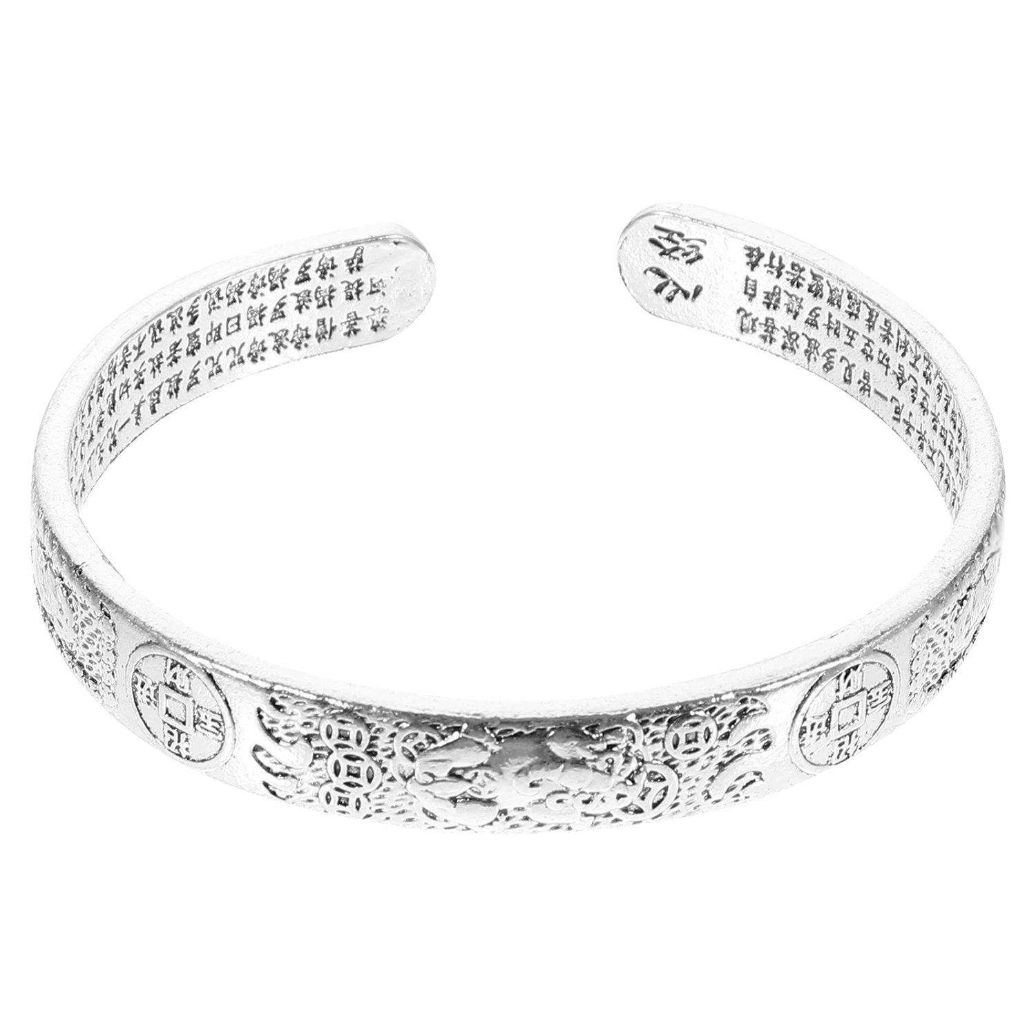 Chinese Traditional Bracelet Decoration Vintage Buddhist Open Bangle Wear-resistant Alloy Wrist Bangle