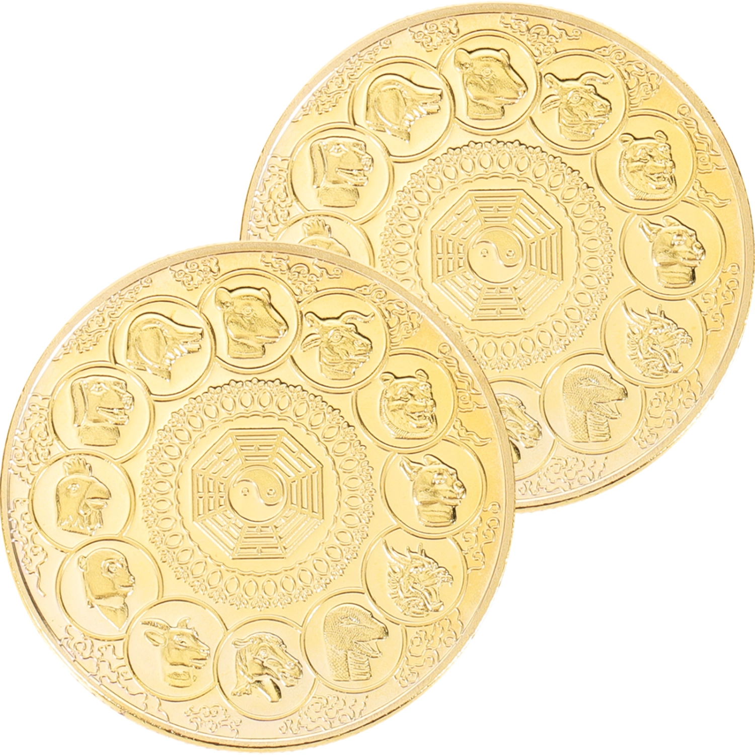 2Pcs Chinese Zodiac Year Of Dragon Coin Classy Commemorative Traditional Dragon Coin